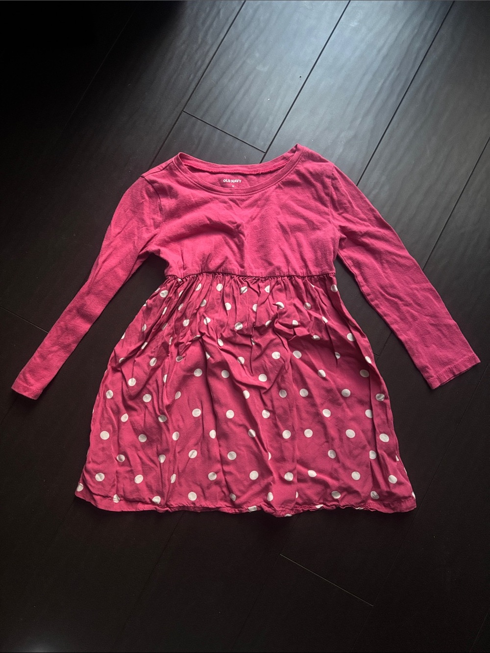 Old Navy Pink Polka Dot Long Sleeve Girls Dress